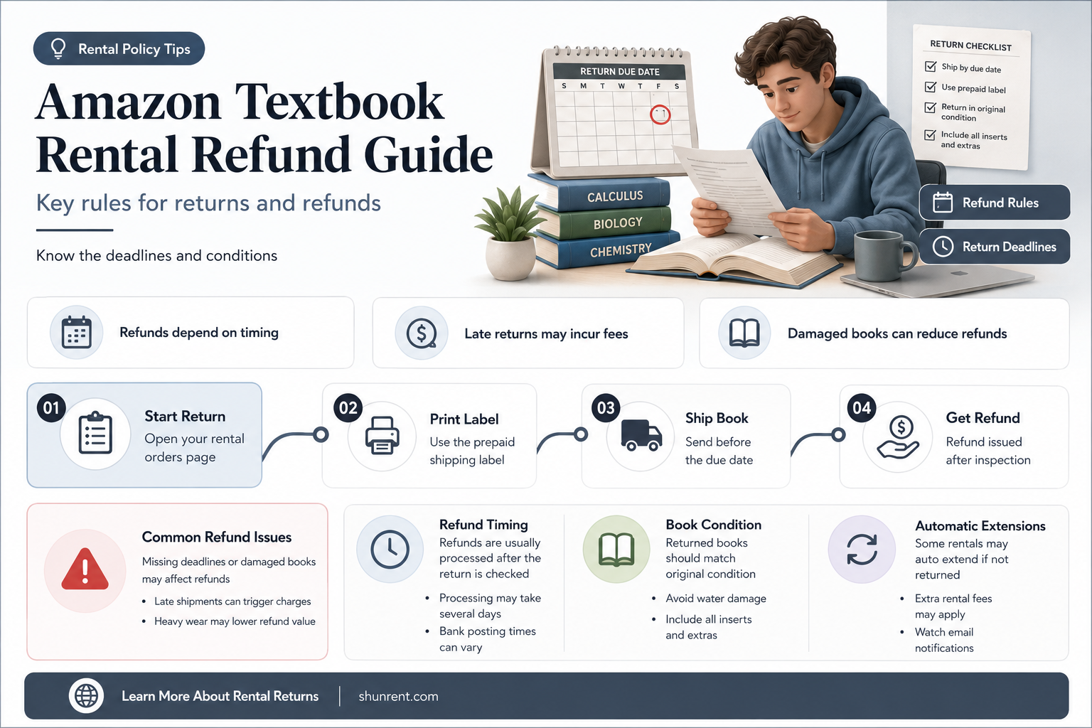 does amazon give refunds on rented textbooks
