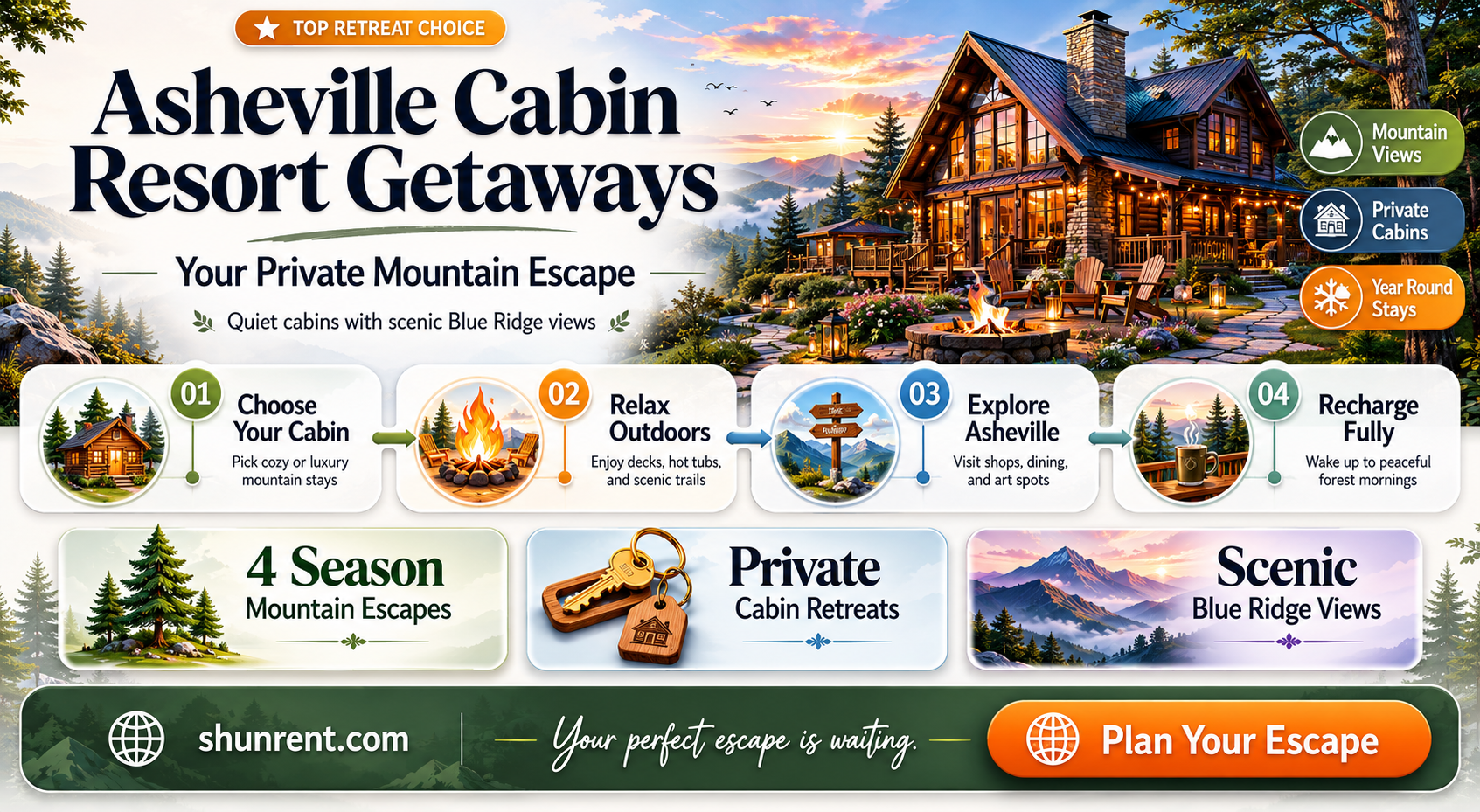 does asheville have a resort where you rent individual cabins