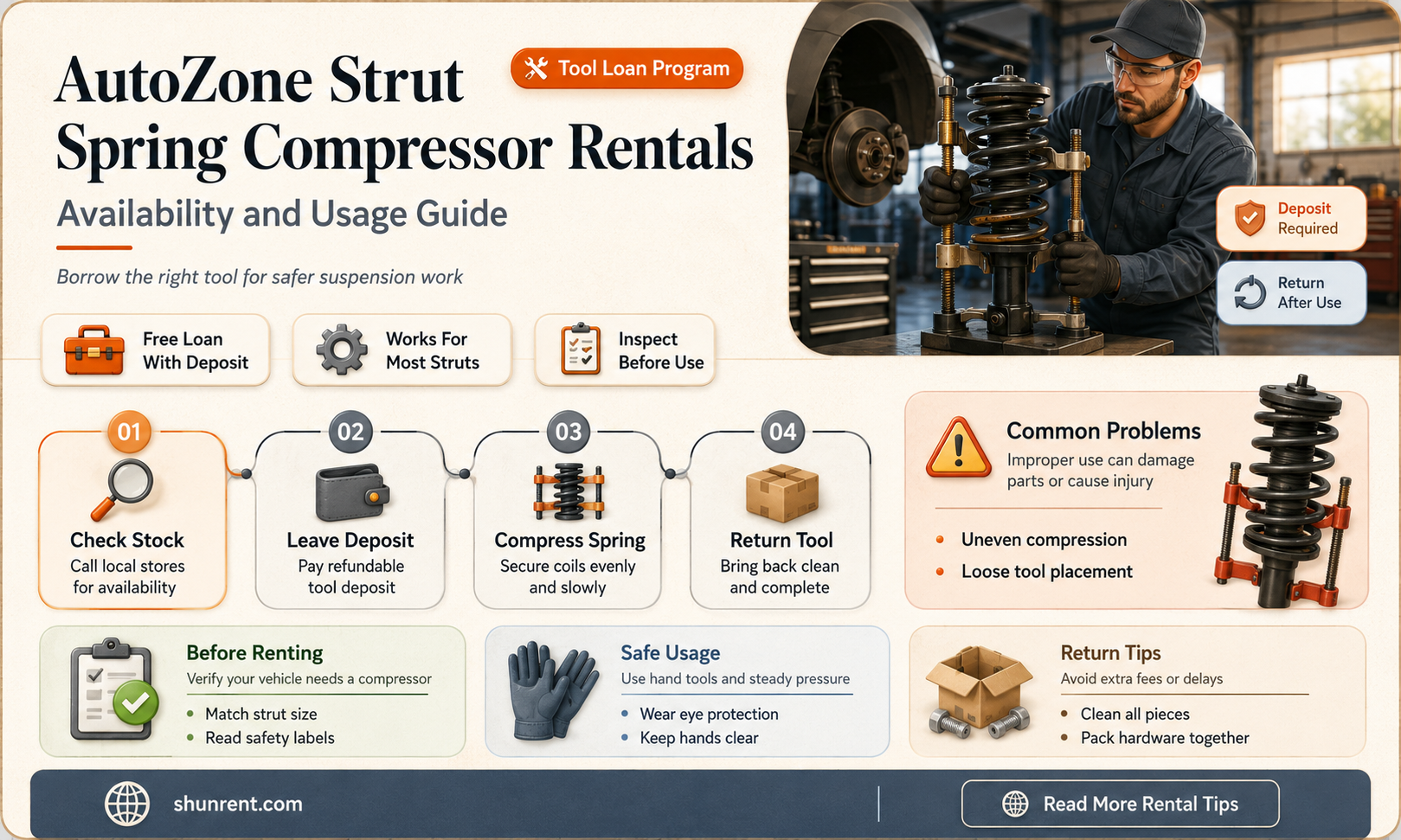 does auto zone rent strut spring compressors