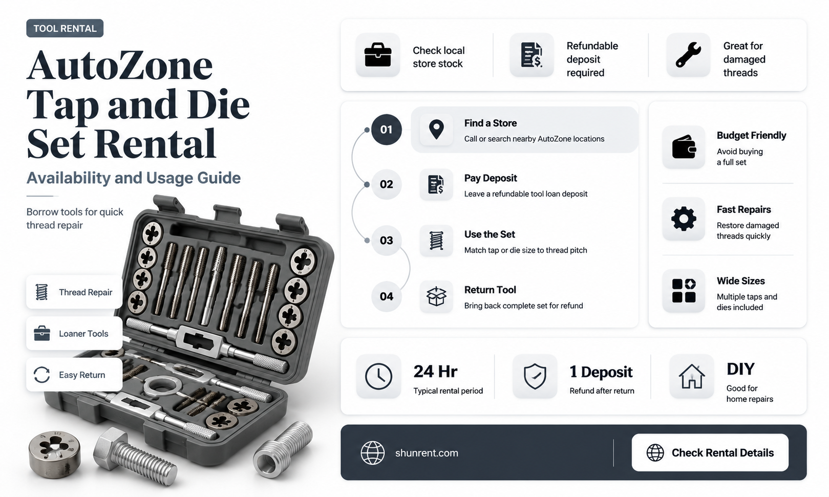 does autozone rent tap and die set