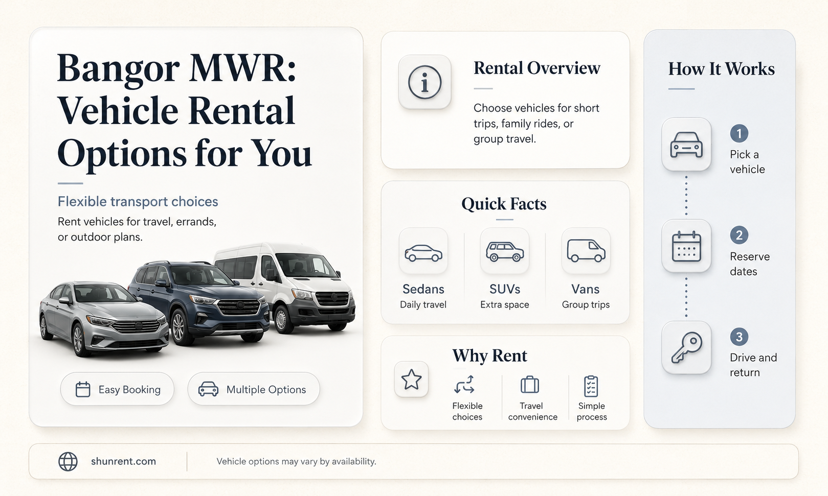 does bangor mwr rent vehicles or passenger vans