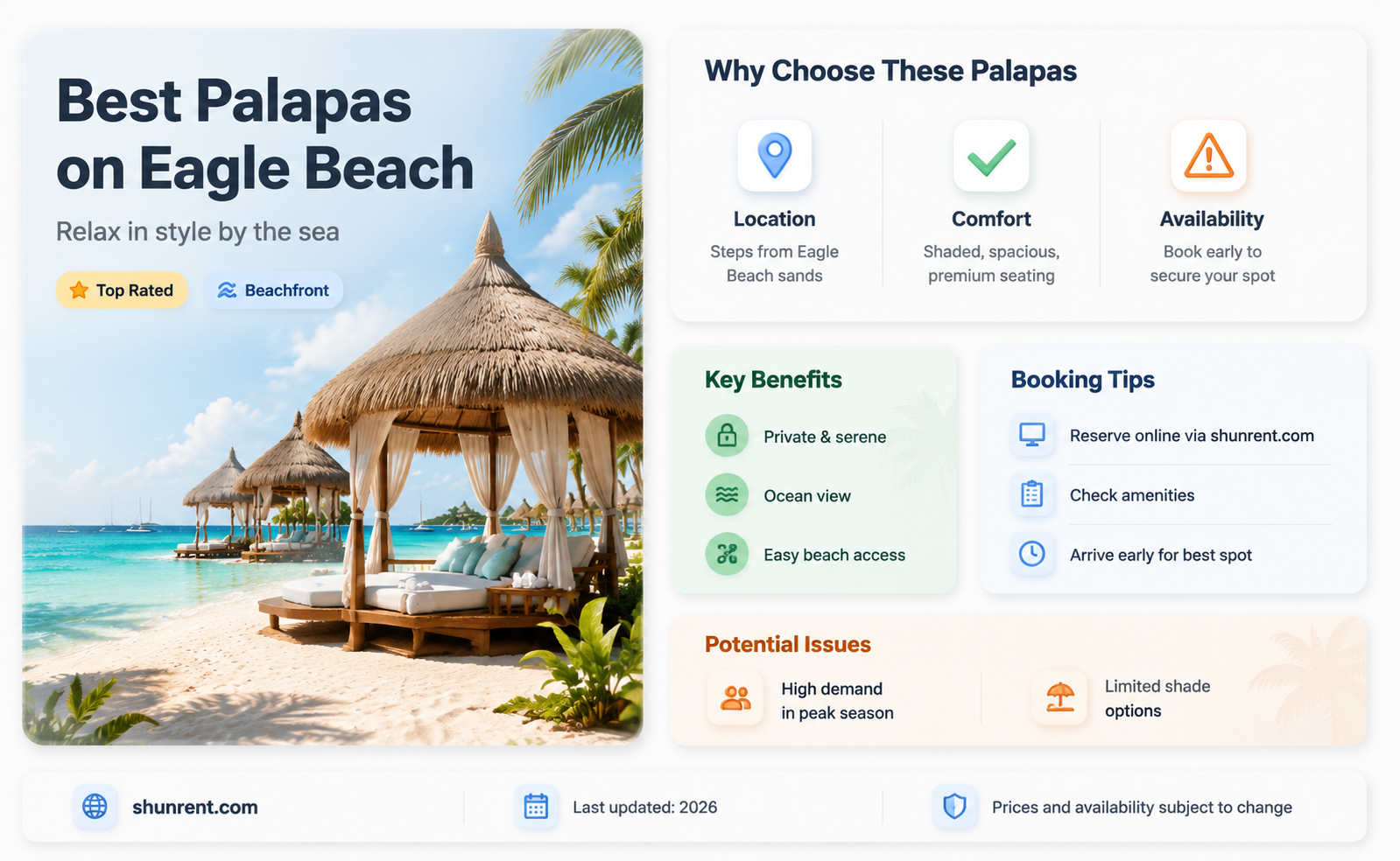 are there places to rent palapas on eagle beach