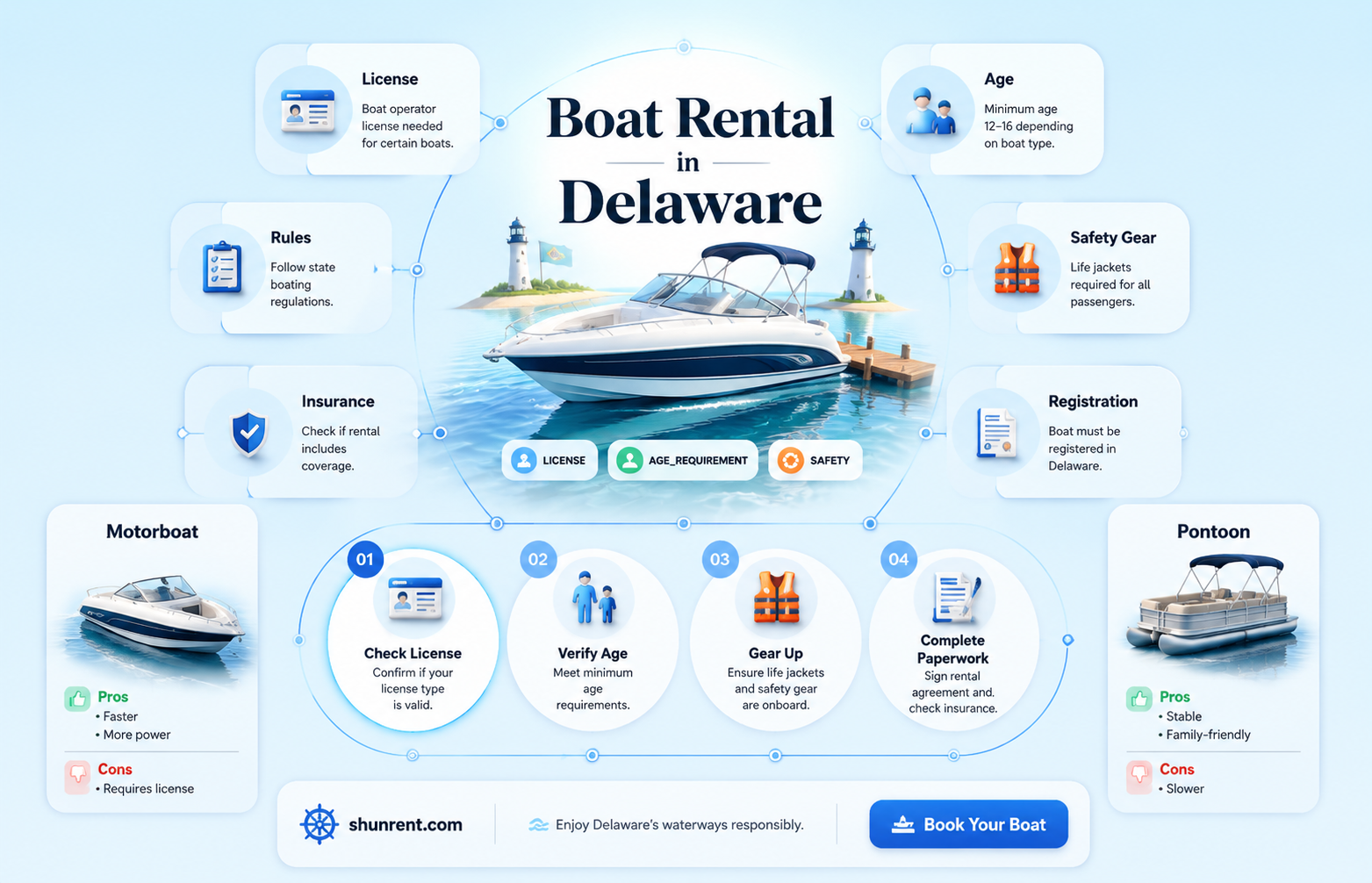 are there any requirements to rent a boat in delaware
