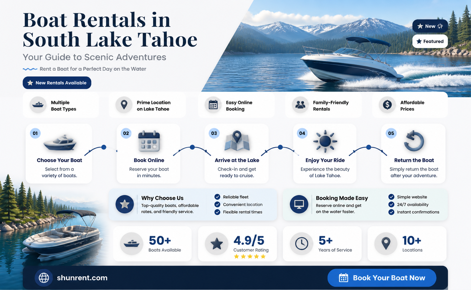 are boats availble on rent in south lake tahoe ca