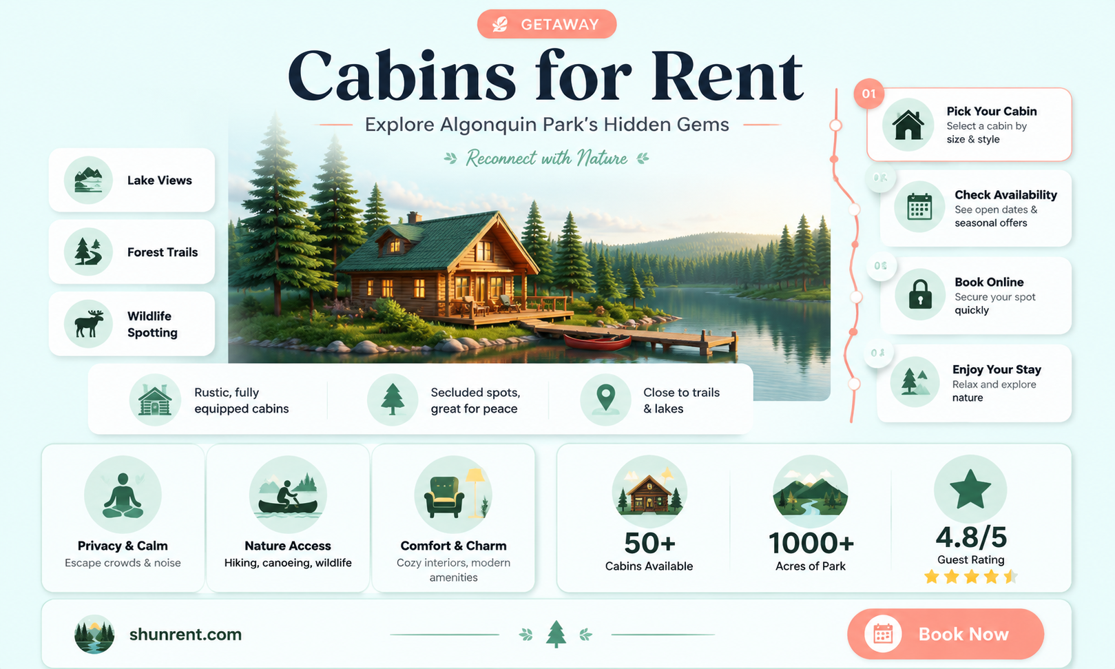 are there cabins to rent inside algonquin park