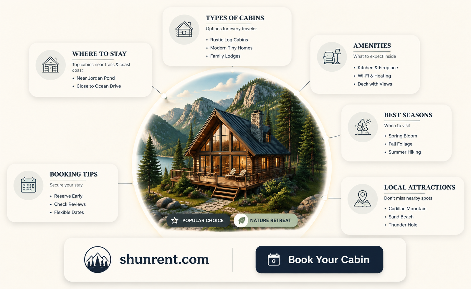 are there cabins to rent in acadia national park