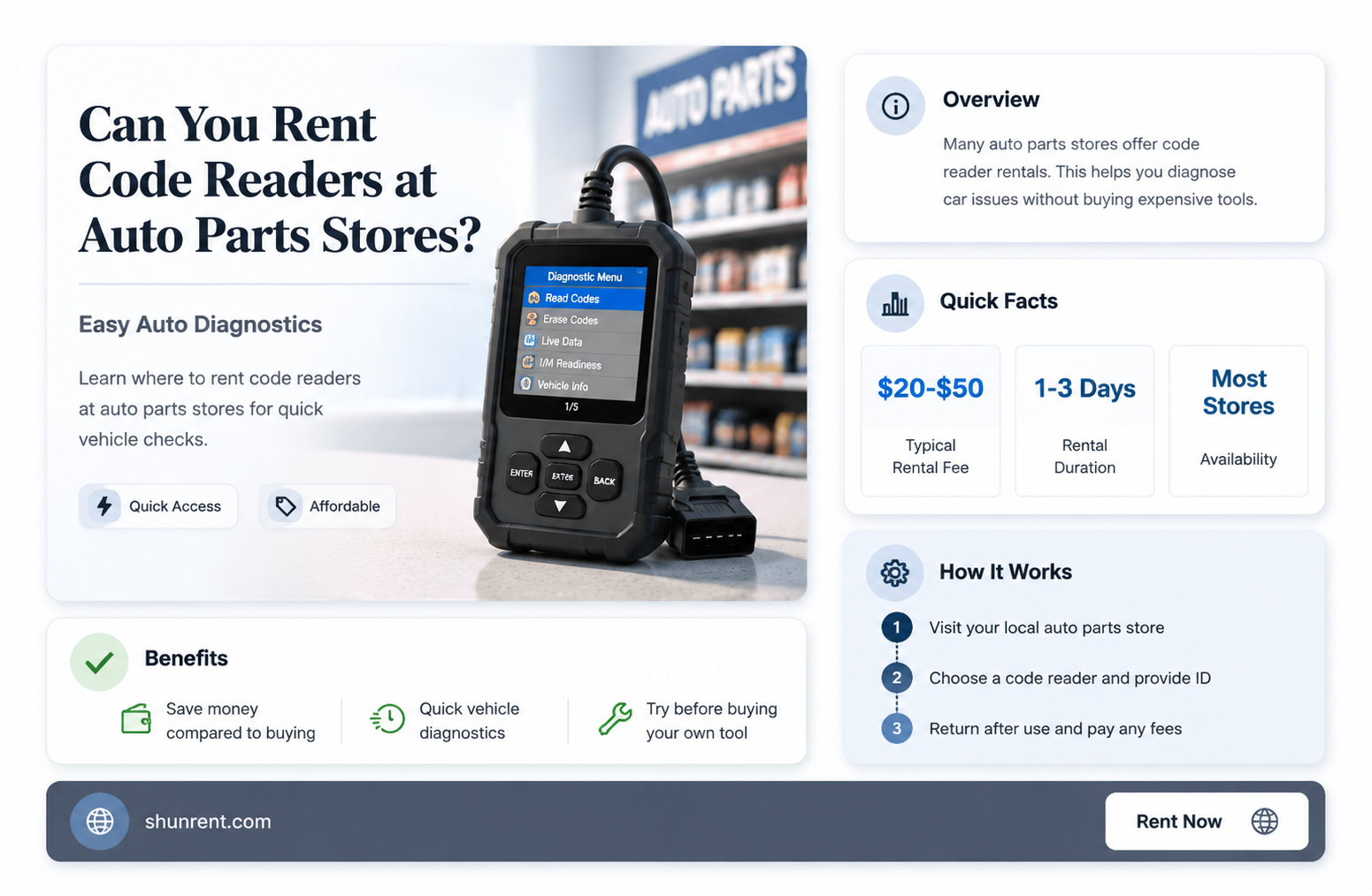 do auto parts stores rent code readers