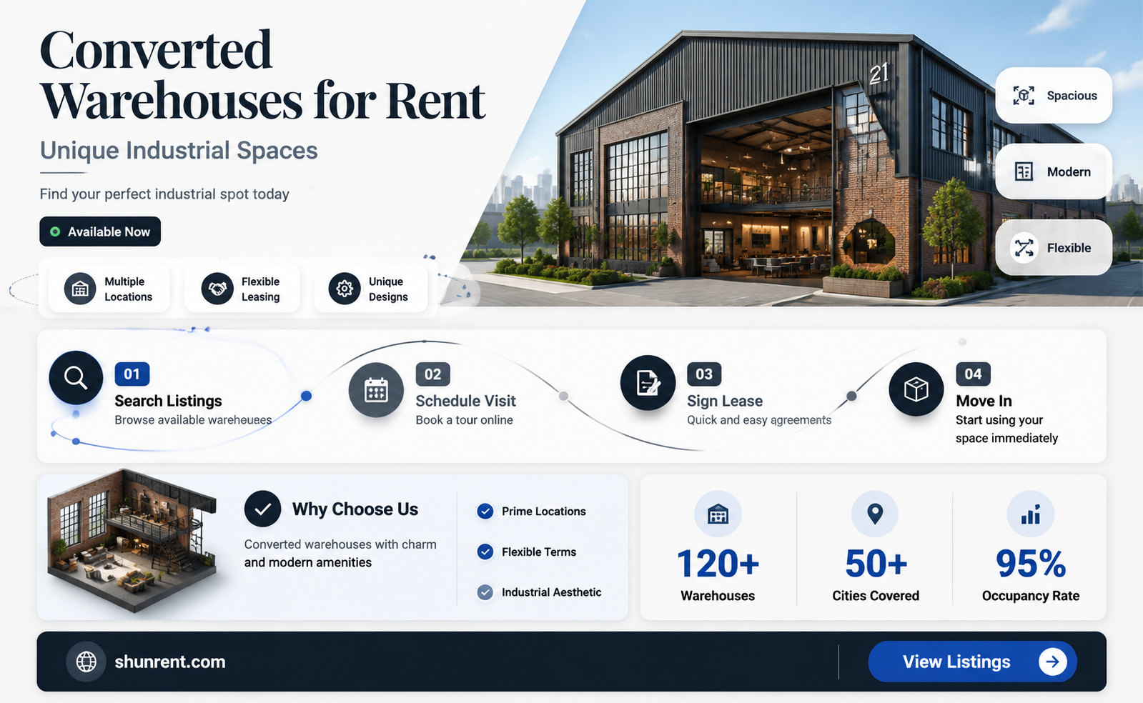 are there any converted warehouses for rent