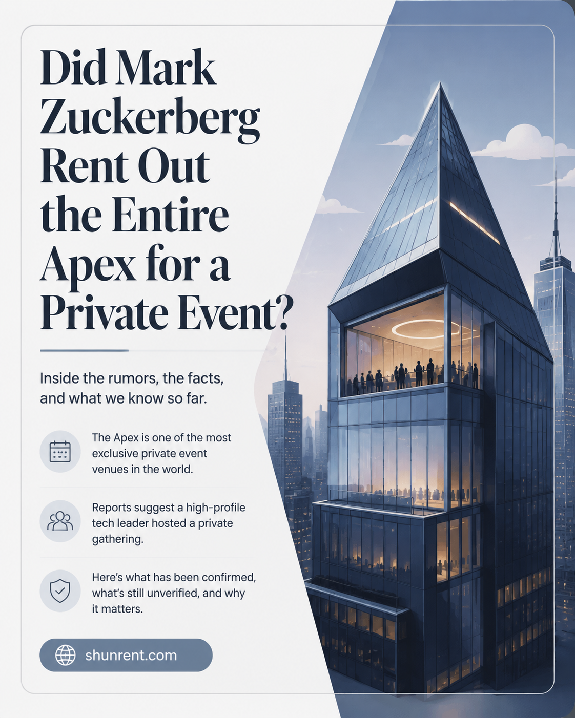 did mark zuckerberg rent out the apex