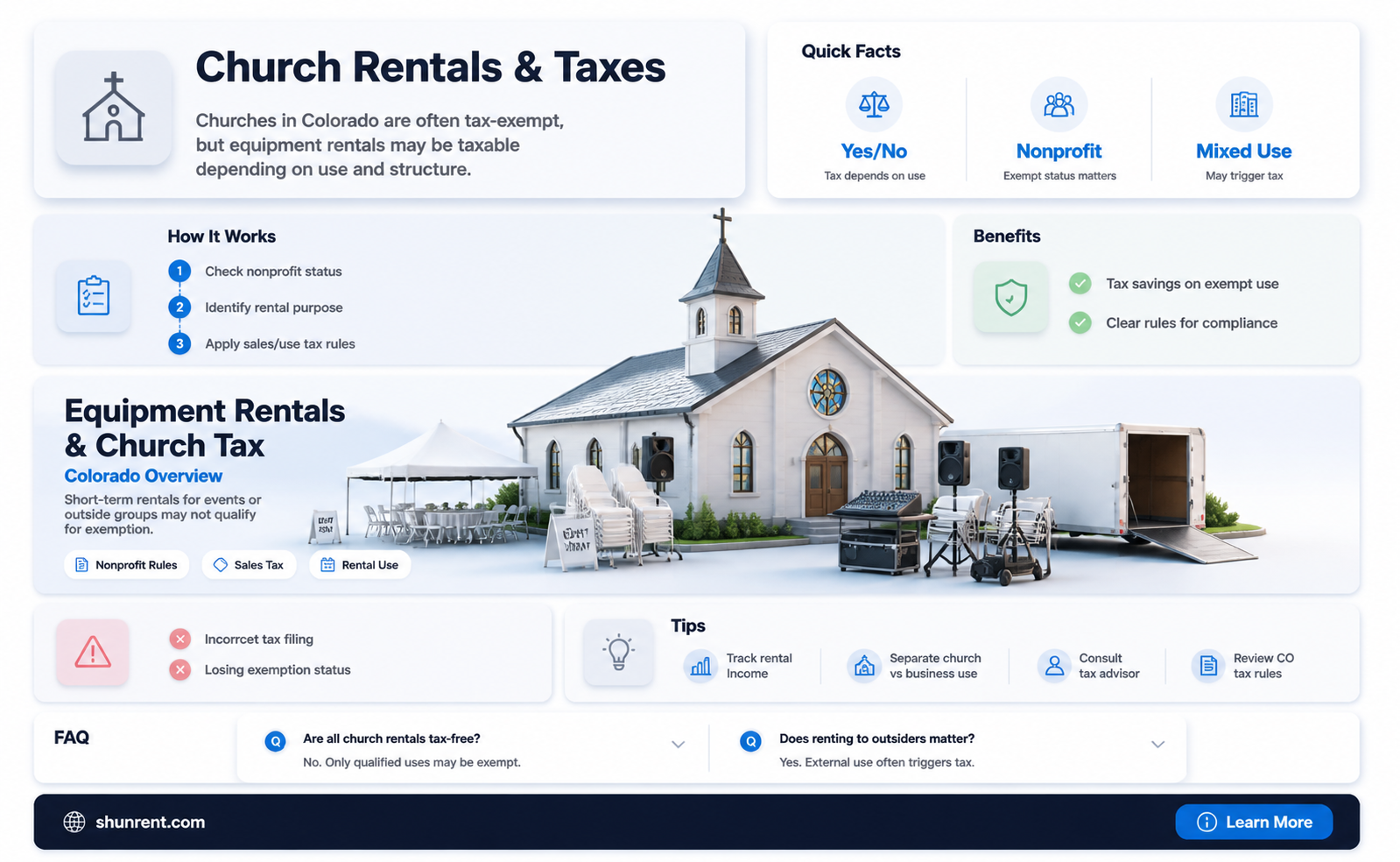 are churches colorado taxed on renting equipment