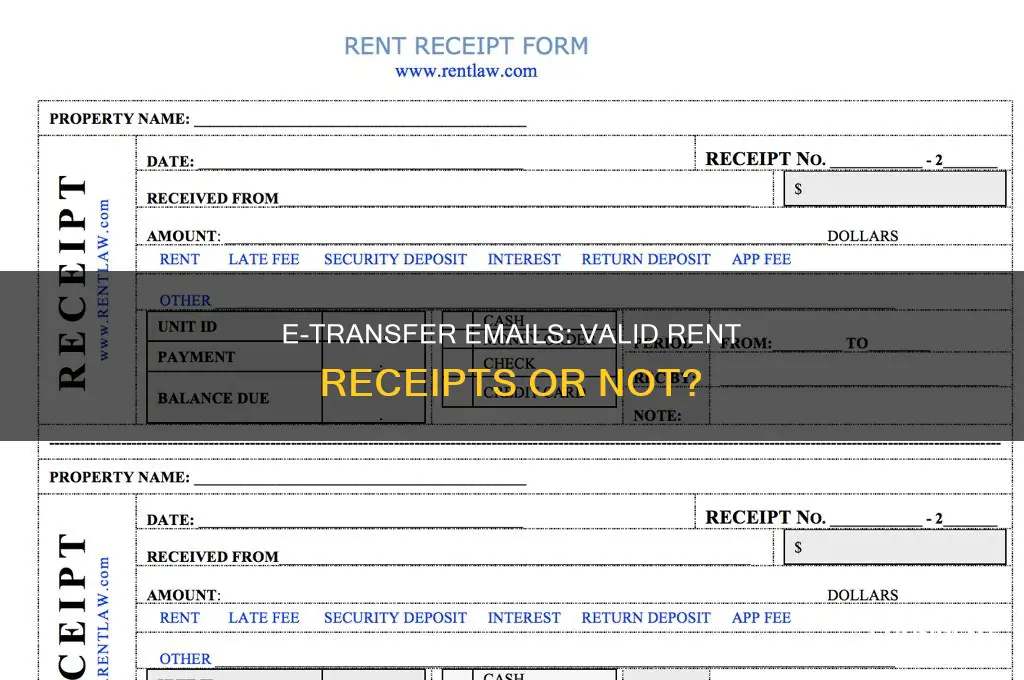 do e-transfer emails count as rent receipts