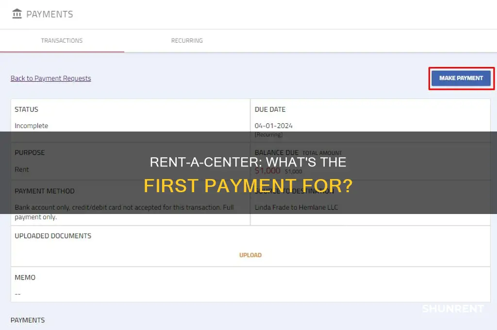 do you need the first payment with rent a center