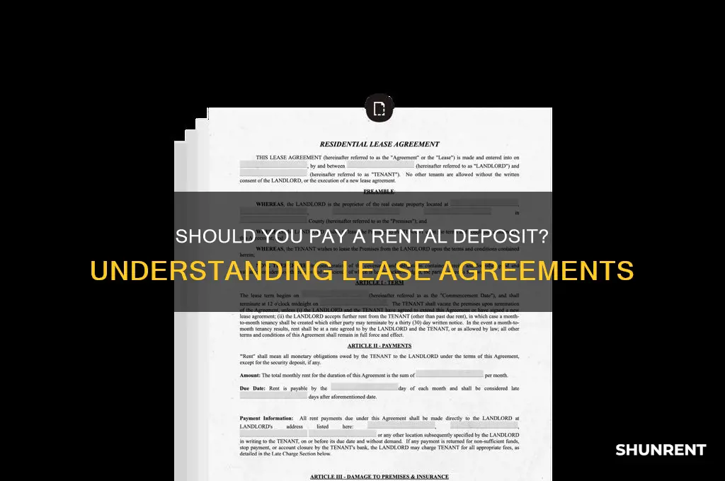 do you put deposit down for rent