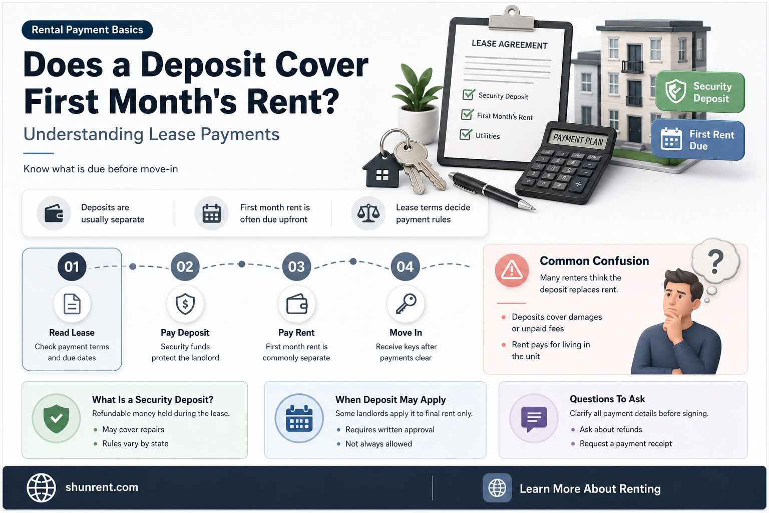 does a deposit cover first month rent