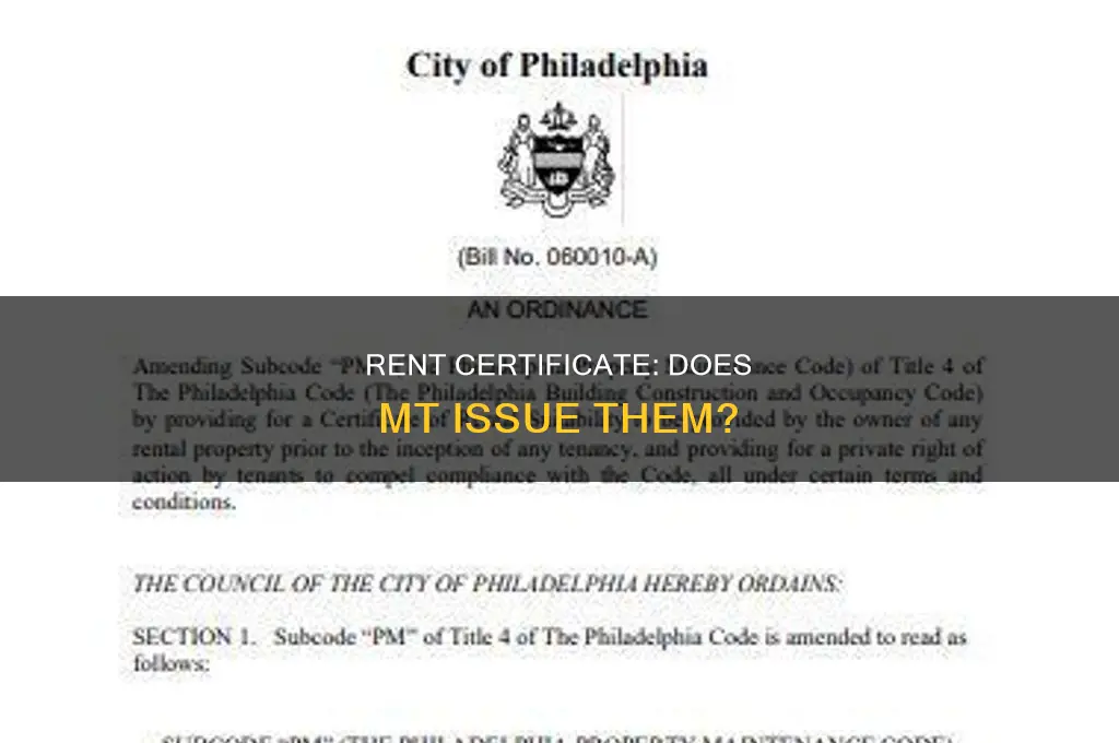does mt have a certificate of rent paid