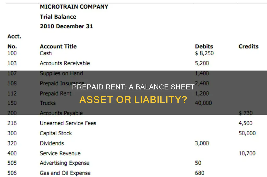 does prepaid rent belong on the balance sheet