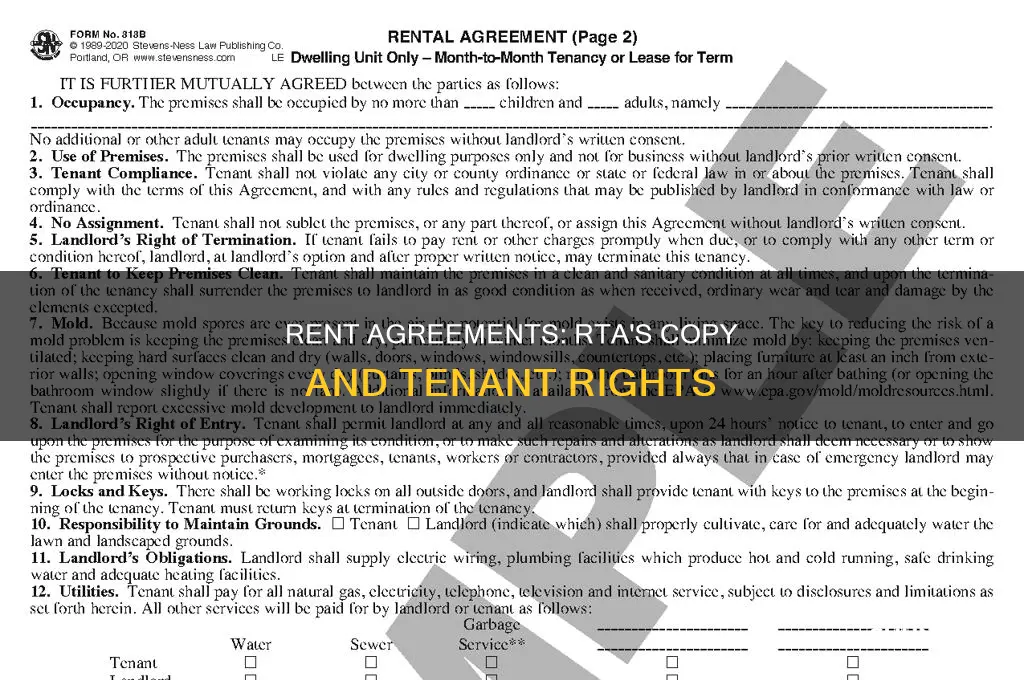 does the rta have a copy of my rent agreement
