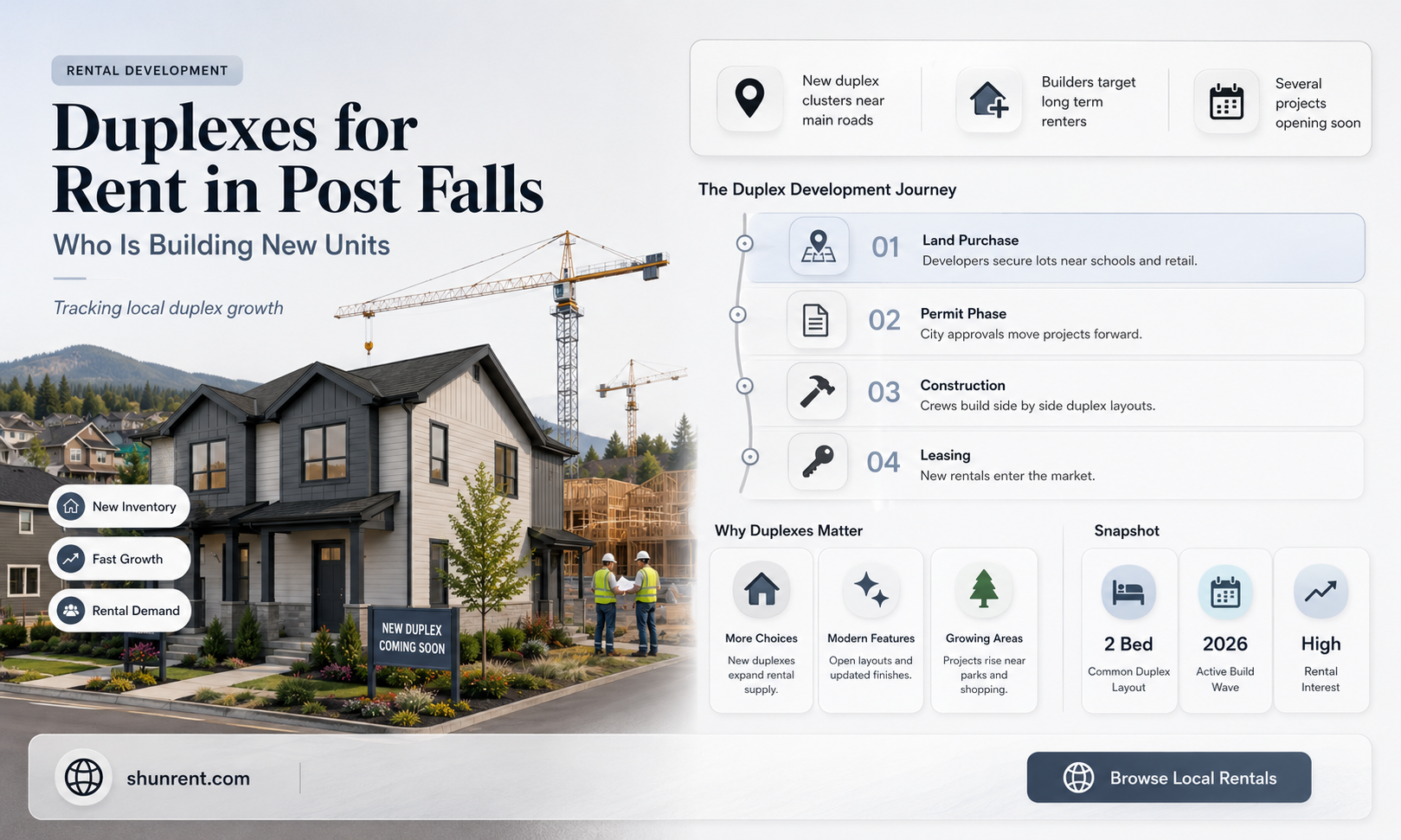 does anyone build duplexes in post falls id for rent