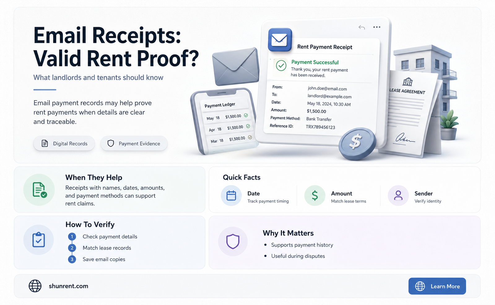 does an email count as recipt for rent