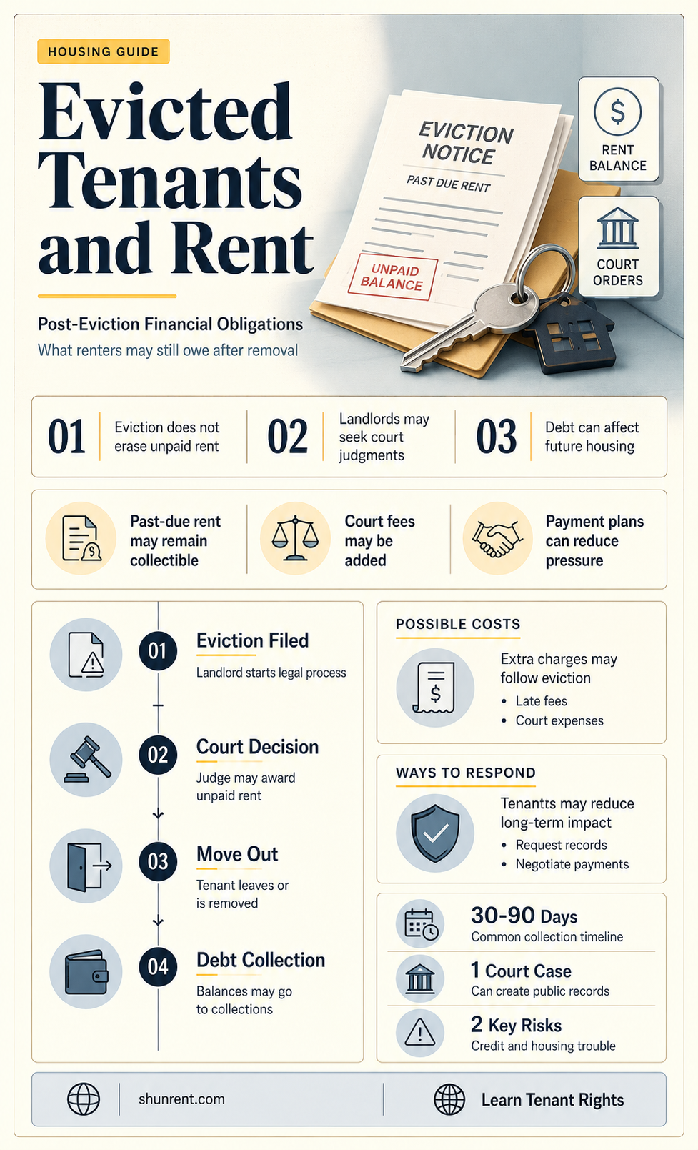 does an evicted tenant still owe rent