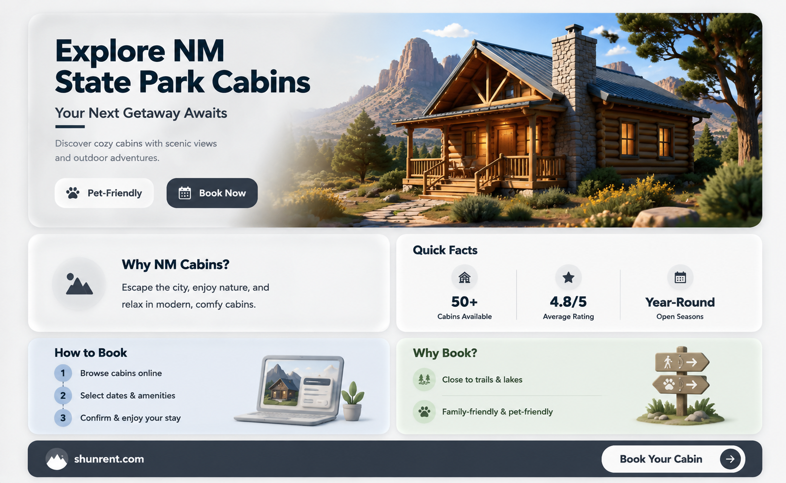 are there cabins to rent in any nm state park
