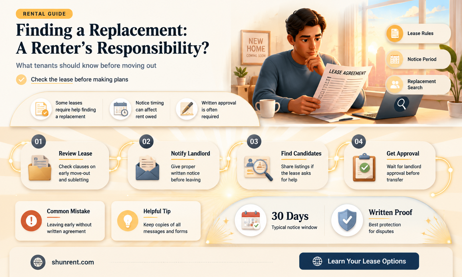 does a renter need to find someone to replace them