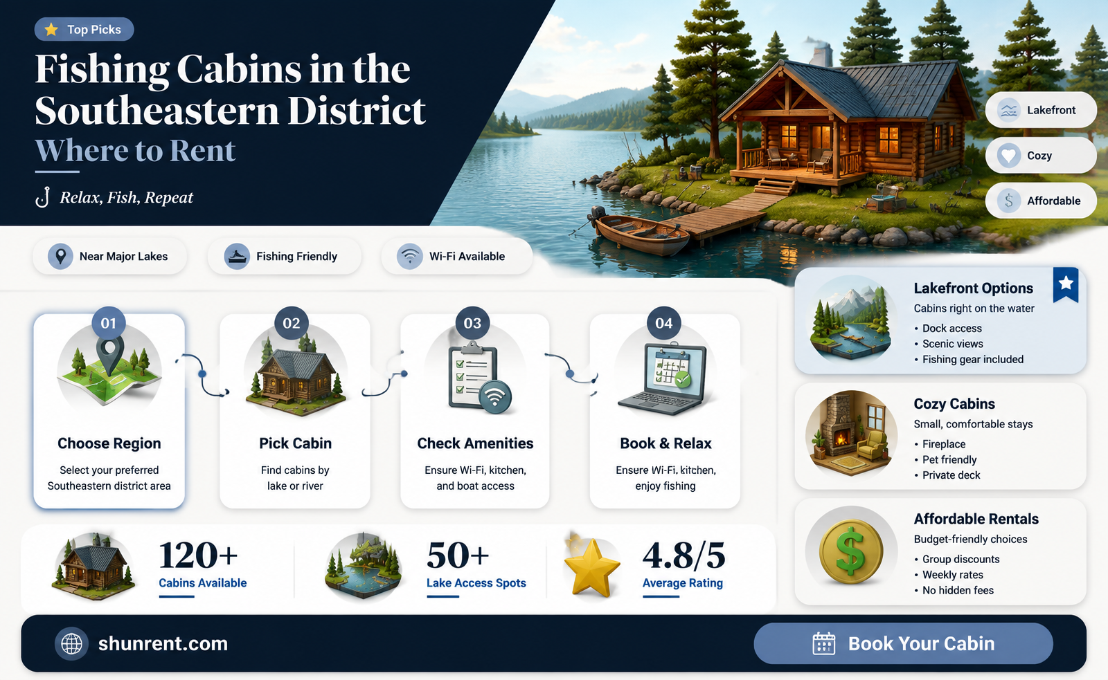 are there fishing cabins for rent south eastern district