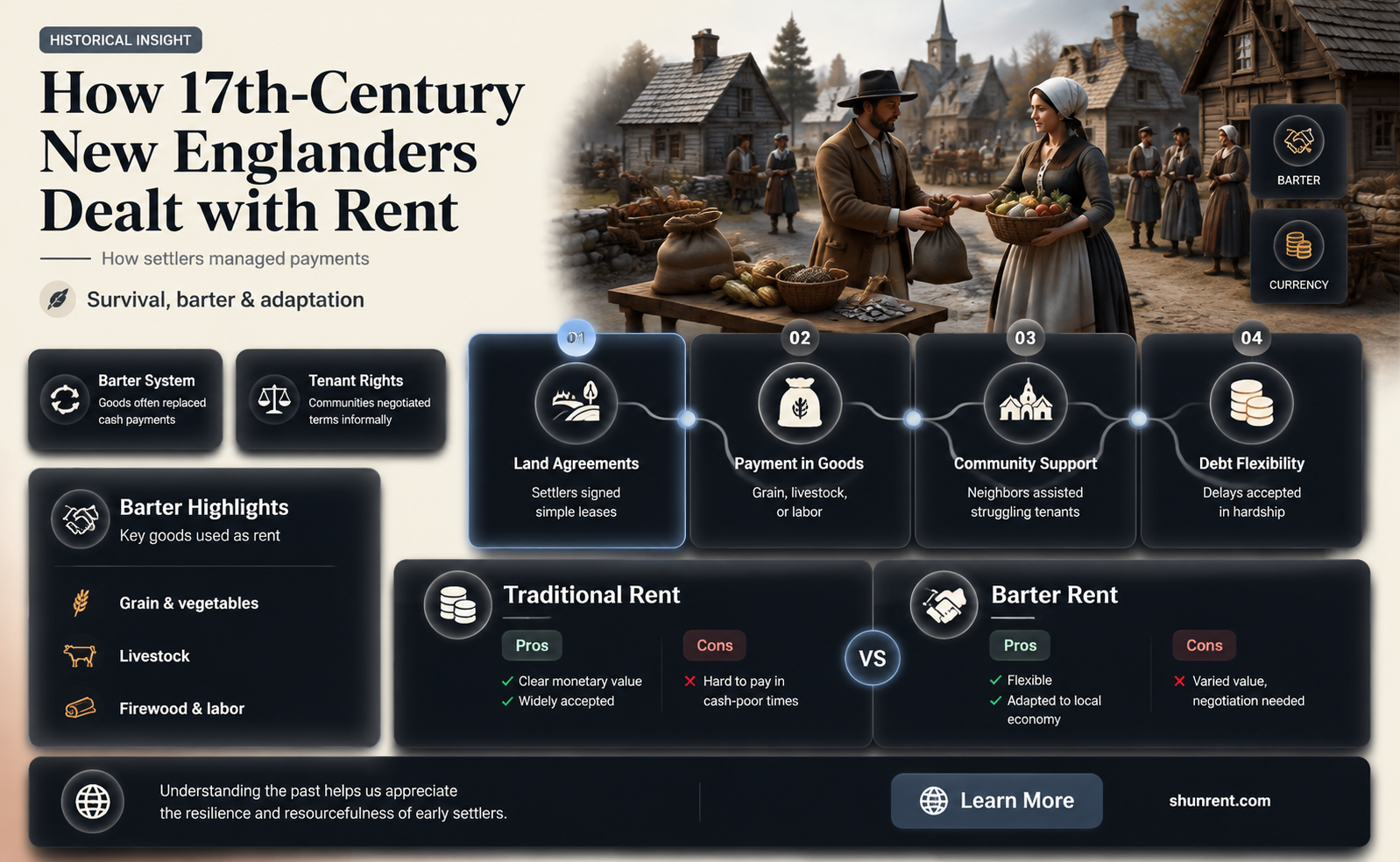 did people play rent in 17th century new england