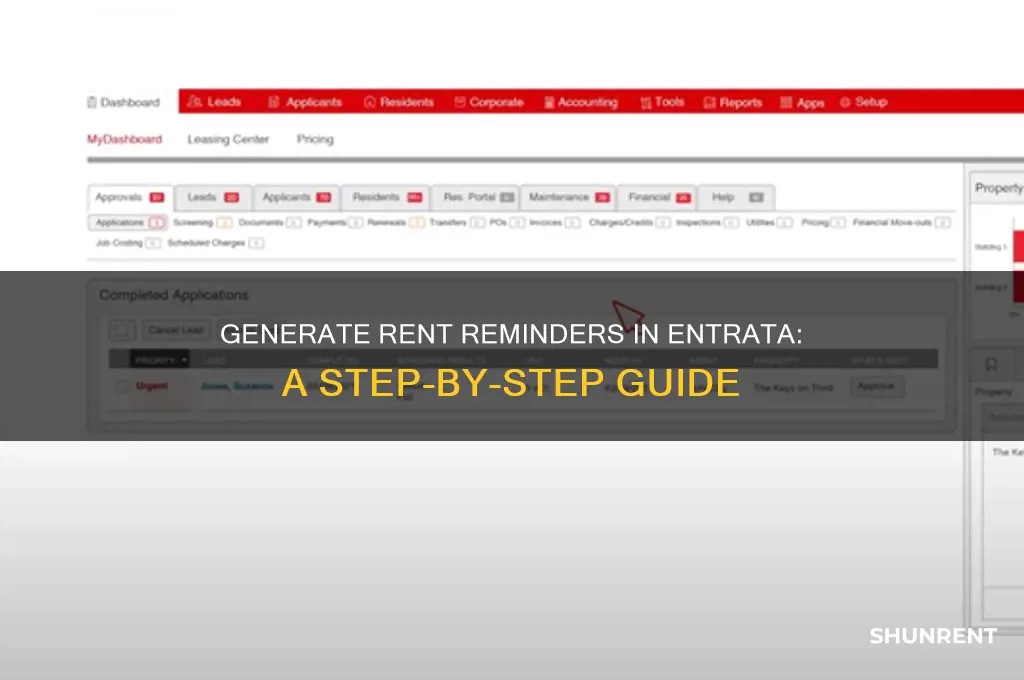 how do i genorate a rent reminder in entrata