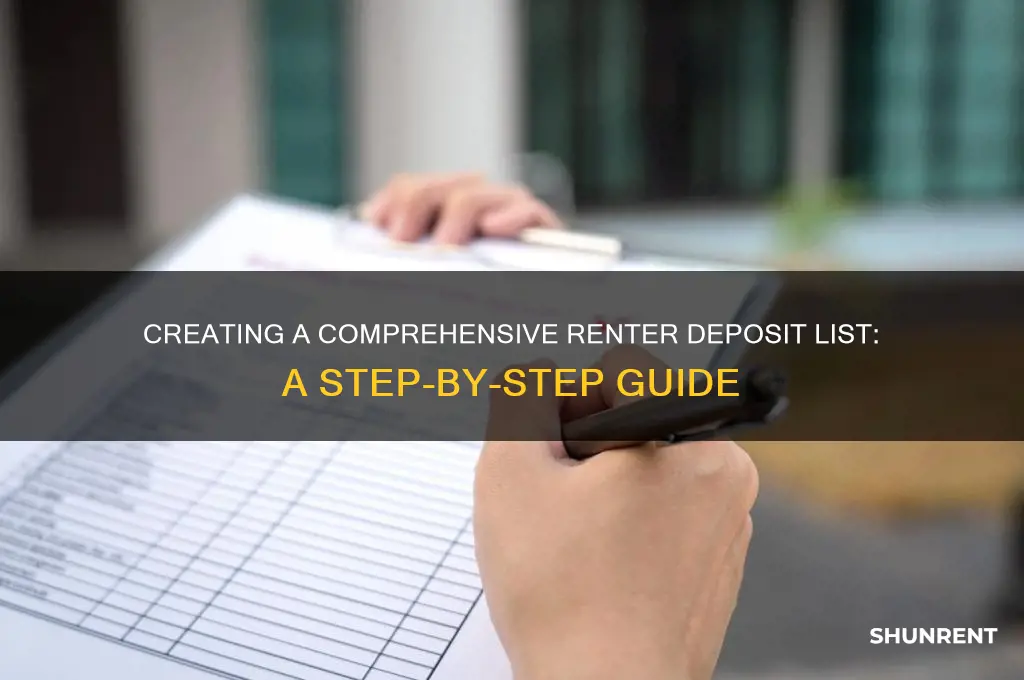 how do i make a list of depost for renter