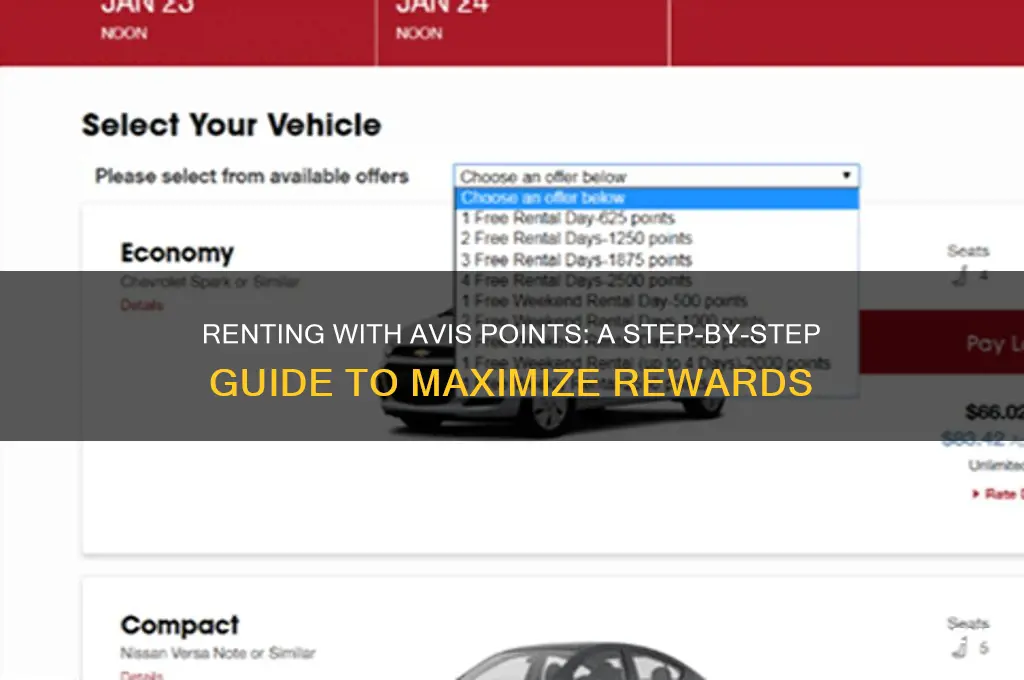 how do i rent with points on avis