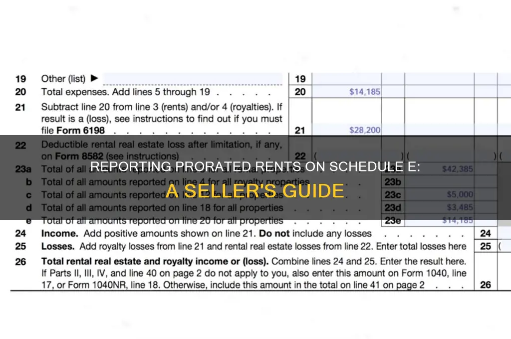 how do i report prorated rents as seller schedule e