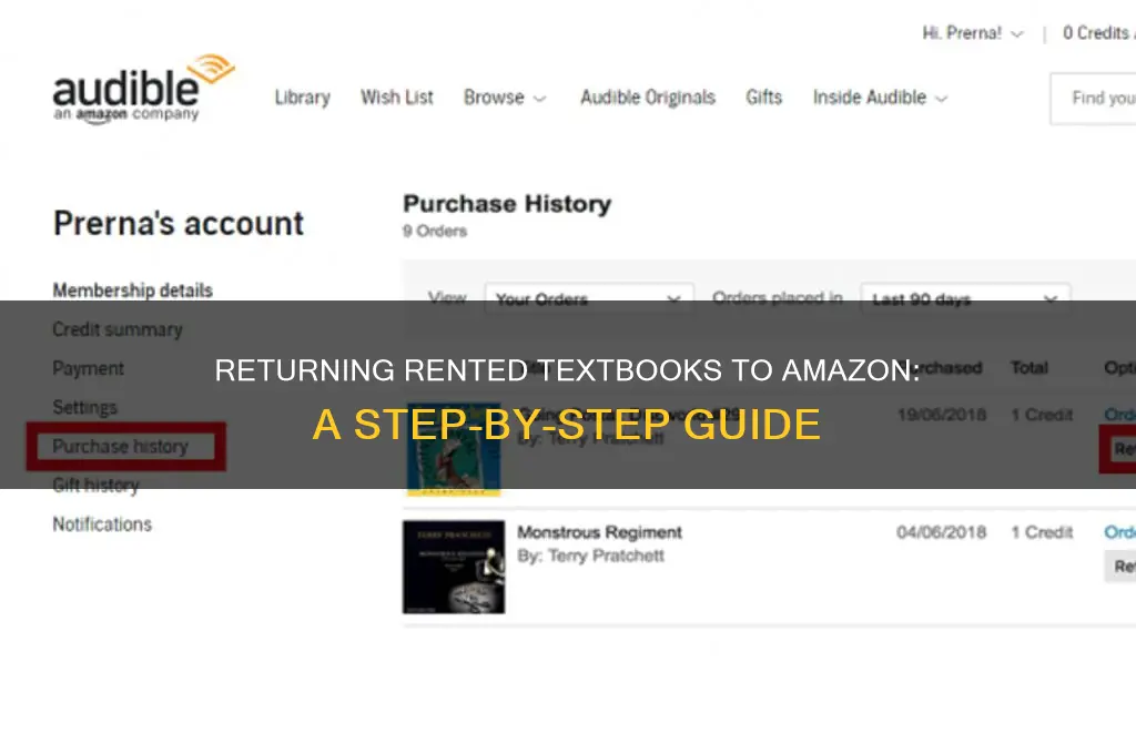 how do i return a rented textbook from amazon
