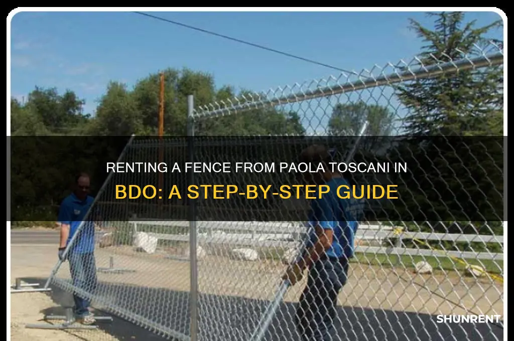 how do you rent a fence from paola toscani bdo