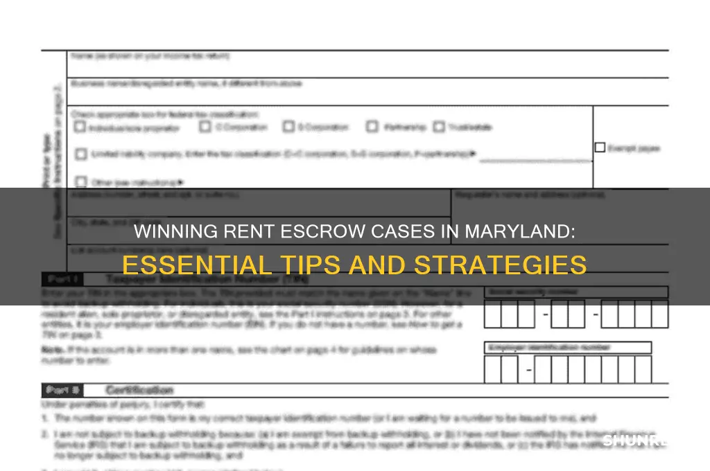 how do you win a rent escrow case in maryland