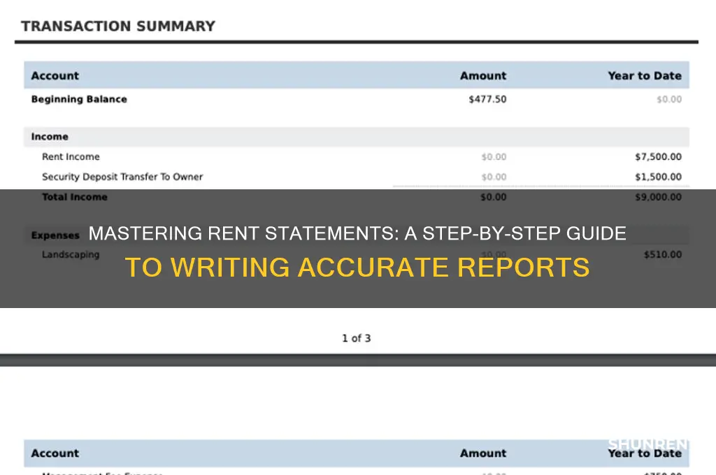 how do you write a rent statement