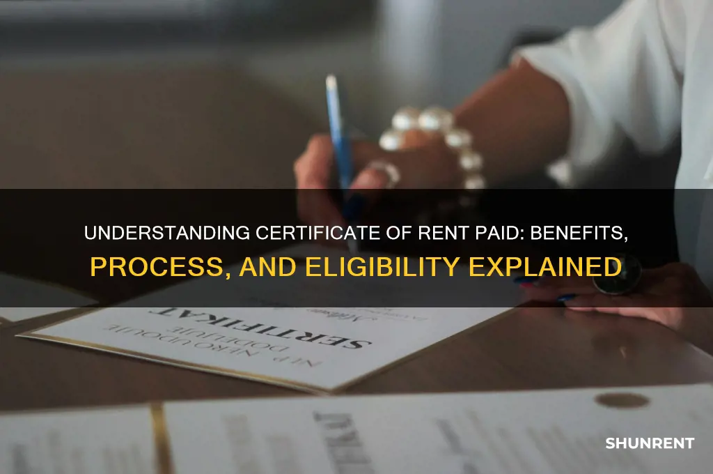 how does certificate of rent paid work