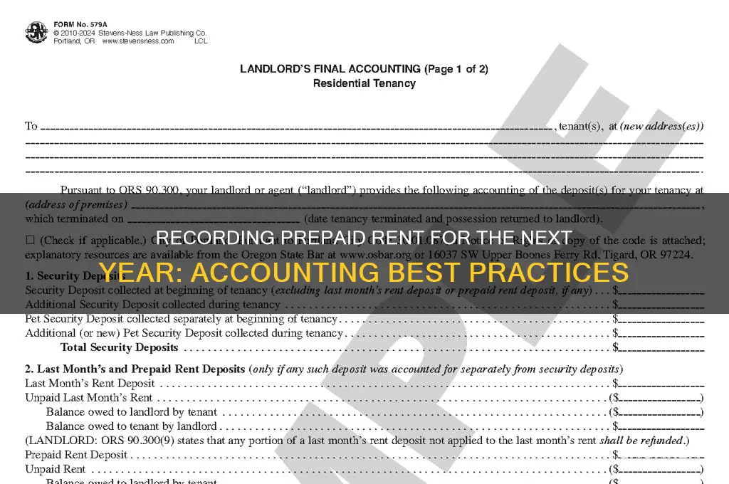 how is prepaid rent recorded for the next year