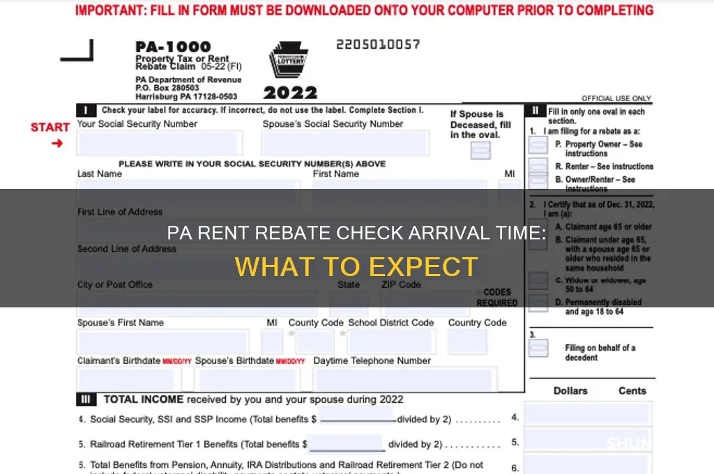 how long for pa rent rebate check to come