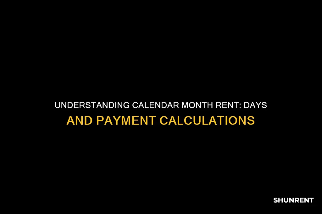 how many days in a calendar month rent