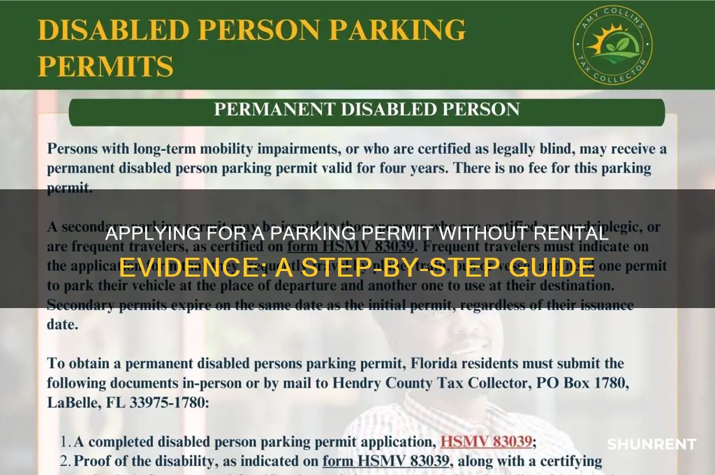 how to apply parking permit no renting evidence