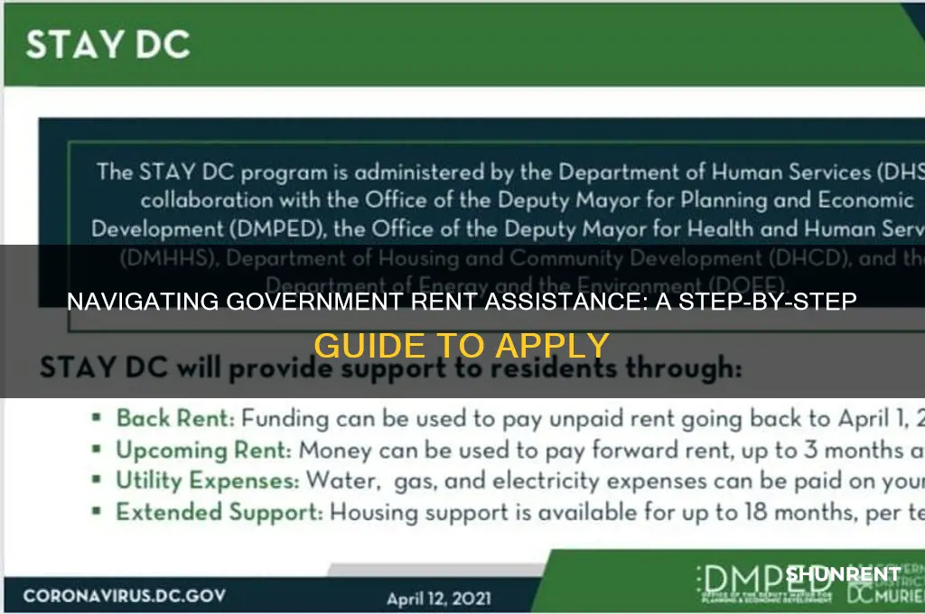 how to ask governemnt assistance for rent