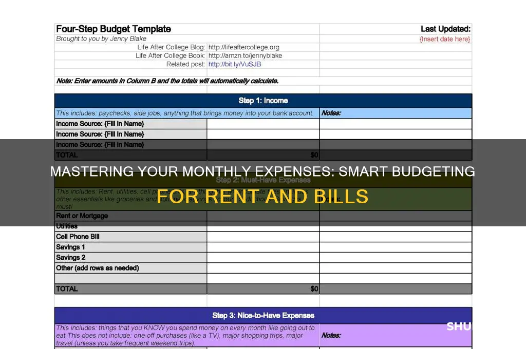 how to budget for rent and bills