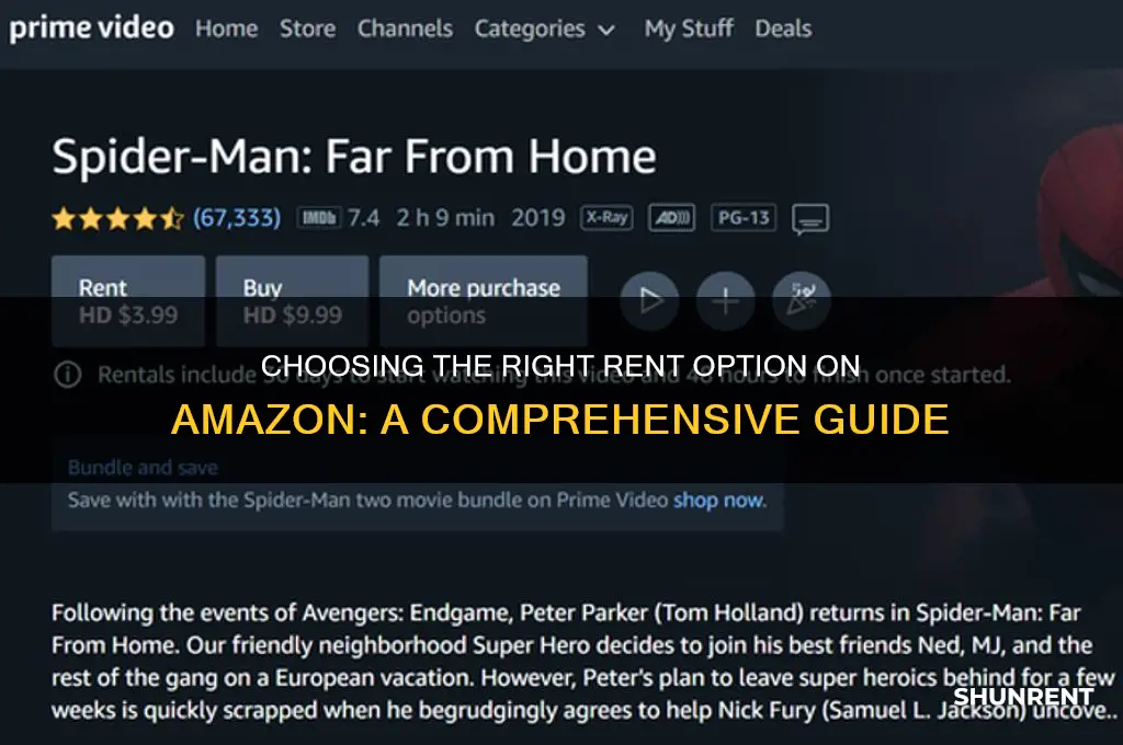 how to choose the rent option on amazon