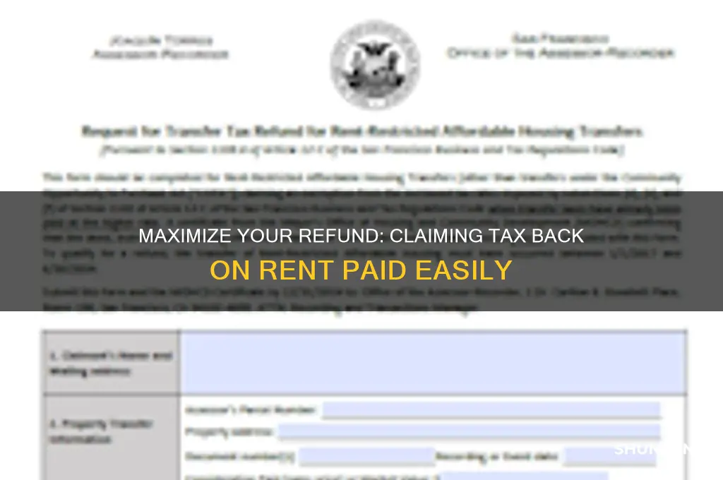 how to claim tax back on rent paid