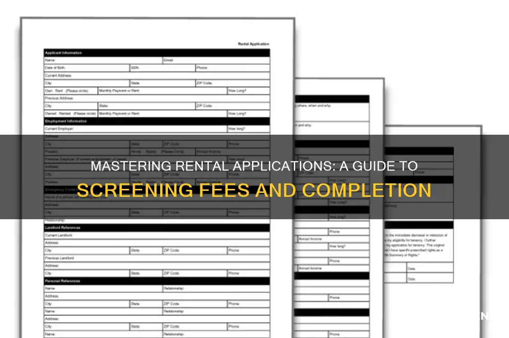 how to complete an application to rent screening fee