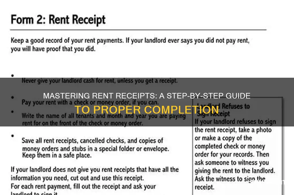 how to complete money receipt for rent