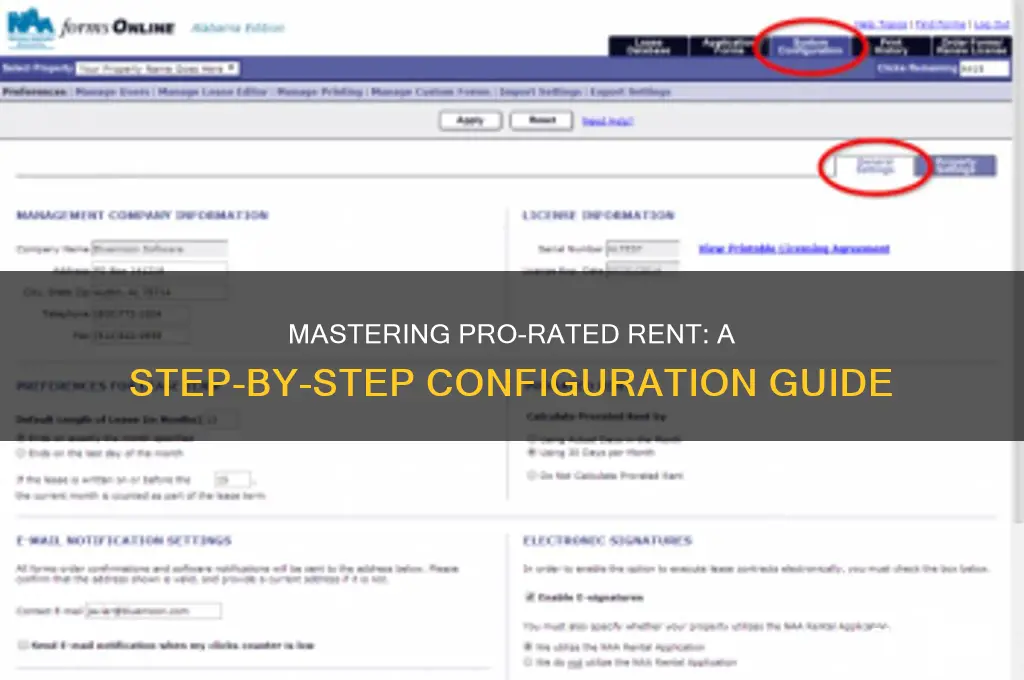 how to configure pro rated rent amount