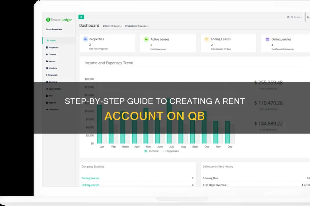 how to create a account for rent on qb