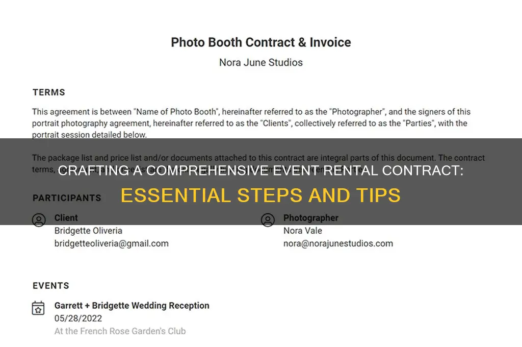 how to create a contract for event renting